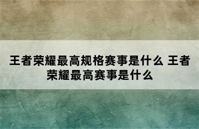 王者荣耀最高规格赛事是什么 王者荣耀最高赛事是什么